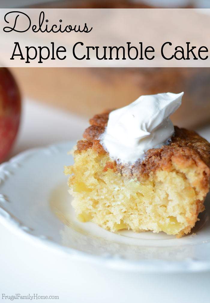 What happens when you combine yummy crisp apples with a delicious cake recipe? You get this great apple crumble cake recipe. You need to see just how easy it is to make. It’s a perfect breakfast recipe or a great dessert. We love enjoy it in the fall when the apples are fresh and crisp. 