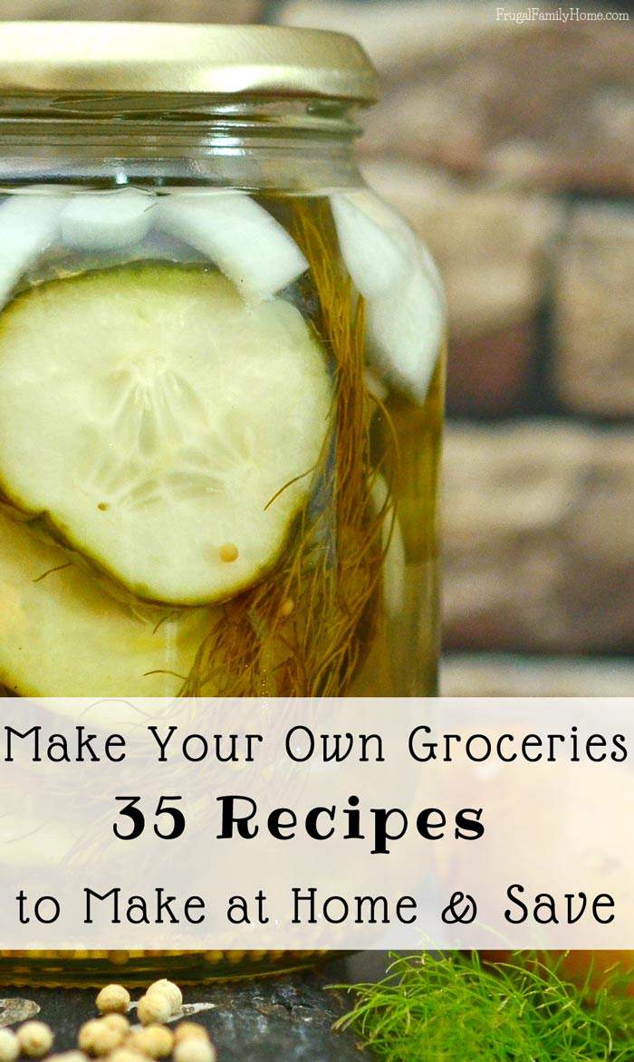 You can save money by cooking from scratch and making your own groceries. Find over 35 recipes for commonly purchased items that you can make at home and save money. I’ve included a mix of recipes from groceries to beverages and beauty recipe too. All of these recipes are tried and true ones we make at our home.
