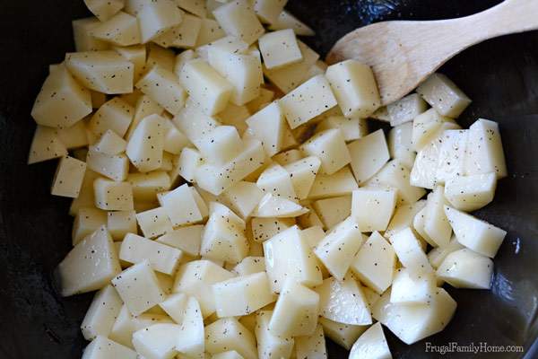 Got a picky eater who doesn’t like to eat potatoes as a side dish? I make these for my picky eater and call them square french fries and they are eaten up without any complaints. This simple recipe for roasted potatoes is quick to prepare for the oven and only takes 3 ingredients too.