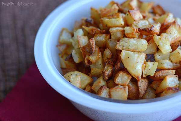 Got a picky eater who doesn’t like to eat potatoes as a side dish? I make these for my picky eater and call them square french fries and they are eaten up without any complaints. This simple recipe for roasted potatoes is quick to prepare for the oven and only takes 3 ingredients too.