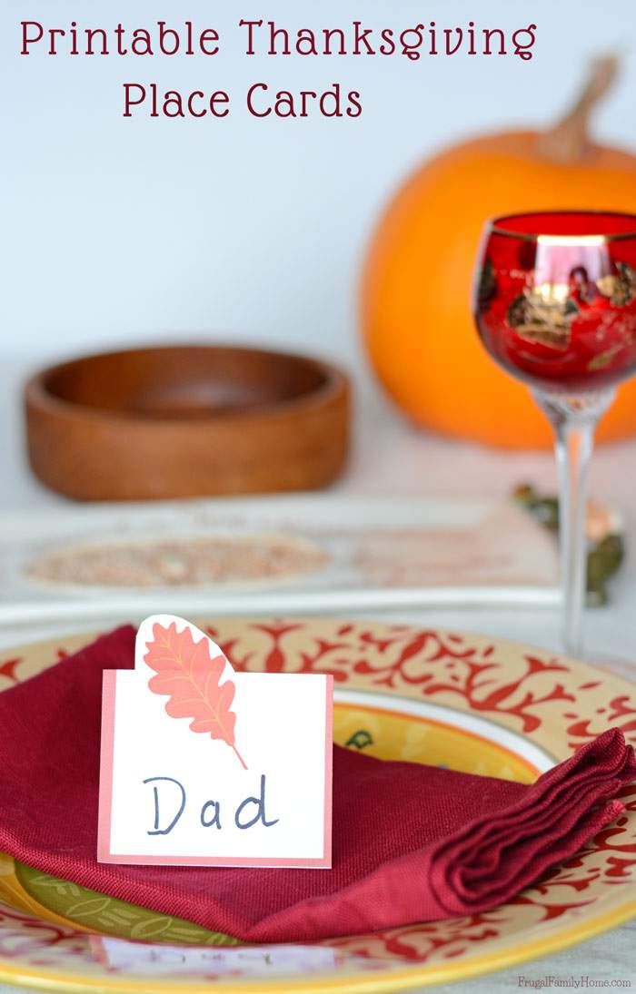 Printable Leaf Place Cards For Thanksgiving Frugal Family Home
