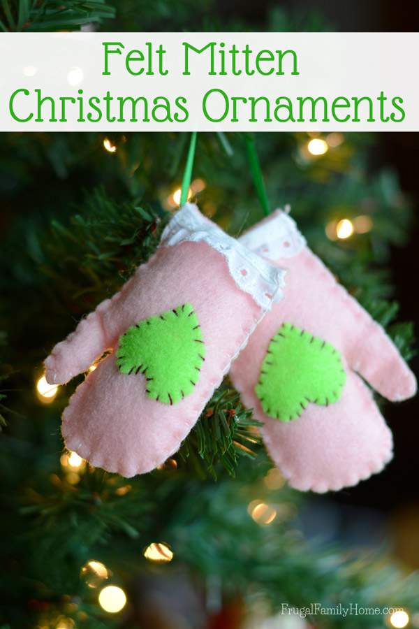 My kids loved making these cute felt mitten ornaments. They were quick to make only taking my daughter and myself about an hour to make two sets. It’s also a great project for kids to practice their hand sewing skills at too. There is even a pattern to download so you don’t have to make your own.