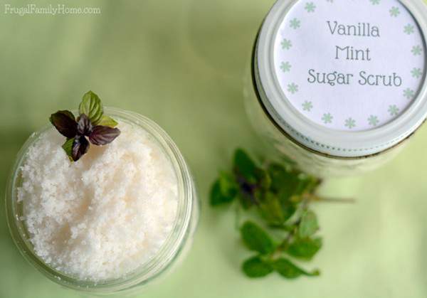 DIY Vanilla Mint Sugar Scrub with Free Printable Labels | Frugal Family ...