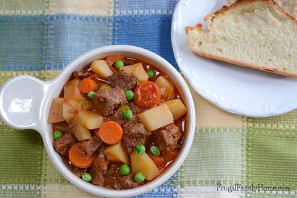 A warm hearty dish of stew hits the spot on a cool winter or spring day. This recipe is so delicious and easy to make because it’s made in the slow cooker. Also, you might be surprised at just how inexpensive it is to make. I know when I read the cost breakdown of this recipe I was surprised it was so inexpensive.