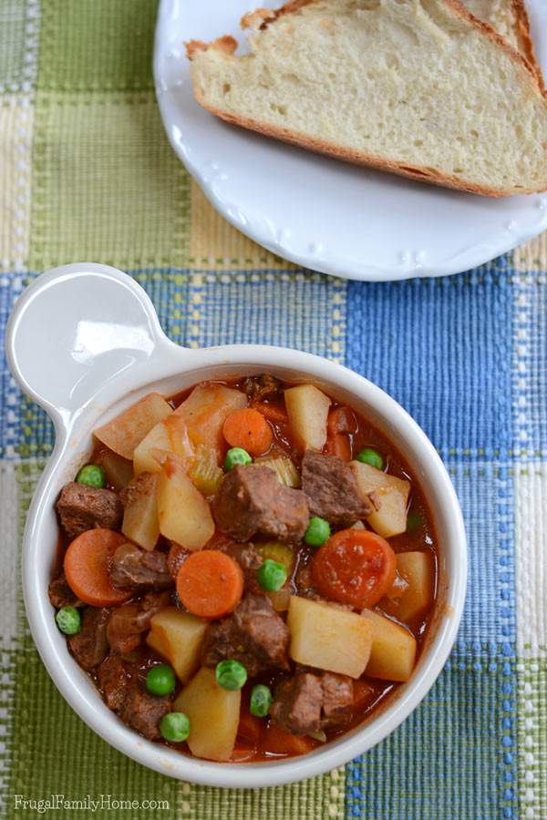 A warm hearty dish of stew hits the spot on a cool winter or spring day. This recipe is so delicious and easy to make because it’s made in the slow cooker. Also, you might be surprised at just how inexpensive it is to make. I know when I read the cost breakdown of this recipe I was surprised it was so inexpensive.