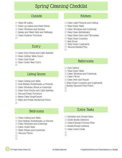 Spring Cleaning Checklist, Room by Room Cleaning Tasks | Frugal Family Home