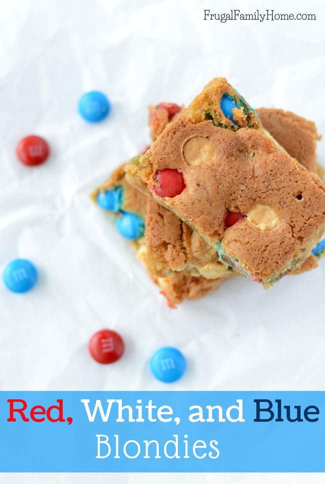 These blondies are not only delicious but patriotic for the 4th of July or Memorial day. This dessert recipe is easy to make. It's the perfect blend of chewy molasses blondies with delicious pockets of chocolate. Make these for your fourth of July BBQ everyone will love them. I know we'll be having them. 