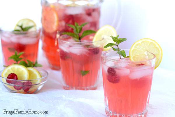 This is the best homemade lemonade I’ve made. It easy to make and is made with lemon juice. The fresh raspberries and mint really make it special. The mint isn’t overpowering, it has just the right balance of flavors. It’s an easy raspberry mint lemonade recipe you can make for every day during the summer. You can garnish the lemonade to make it fancy enough for parties.