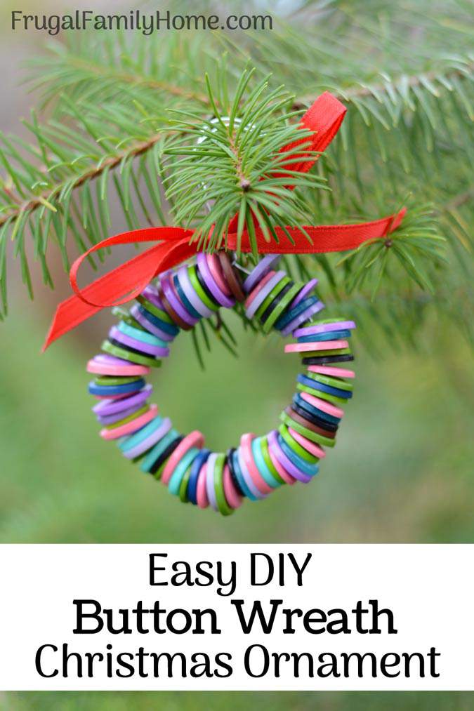 Make these DIY Christmas Button Wreaths for your Christmas tree. These button wreaths are so easy to make and a great project for the kids. You can use your stray buttons or go with a color themed package of buttons. If they ever break you can always reuse the buttons too.