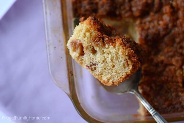 Skip muffins for breakfast and make this easy rhubarb crumble coffee cake recipe. It’s a simple recipe that’s quick to make. In a pinch you could quickly make this for dessert too.