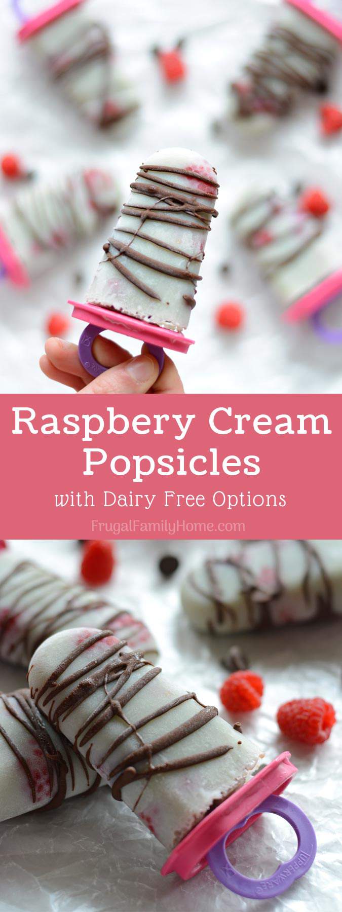 Raspberry Cream Popsicles, these popsicles make a healthy summer dessert for everyone. It’s a super easy recipe with only 3 ingredients needed. You can use coconut milk to make them dairy free too.