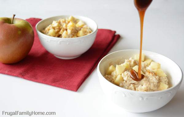 This is an easy breakfast recipe for caramel apple oatmeal. The brown sugar caramel topping is made dairy free and this recipe also has an option for making it gluten free too. The next time you have a caramel apple craving at breakfast make this recipe, it will hit the spot.