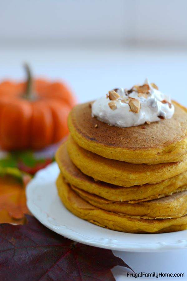 Easy Pumpkin Pancakes. These pumpkin spice pancakes are easy to make from scratch. I’ve included vegan options with no milk and no eggs. They are a healthy fall flavor pancake treat.