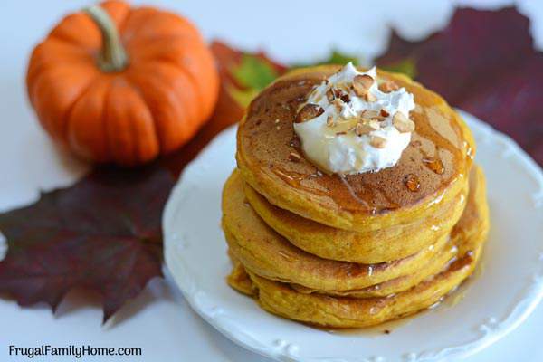 Easy Pumpkin Pancakes. These pumpkin spice pancakes are easy to make from scratch. I’ve included vegan options with no milk and no eggs. They are a healthy fall flavor pancake treat.