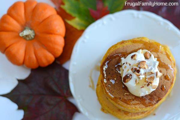 Easy Pumpkin Pancakes. These pumpkin spice pancakes are easy to make from scratch. I’ve included vegan options with no milk and no eggs. They are a healthy fall flavor pancake treat.