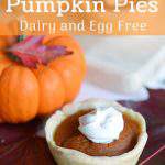 Make these mini pumpkin pies from scratch for Thanksgiving. This is an easy recipe that is vegan, dairy free, and egg free too. They are easy to make since they are baked in a muffin tin and the filling is quickly mixed up in a food processor too. Everyone will love these individually sized pumpkin pies.
