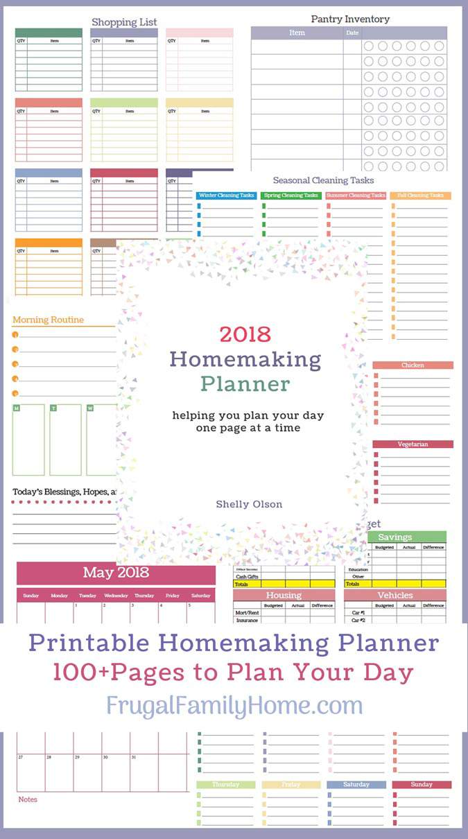 2018 printable homemaking planner frugal family home