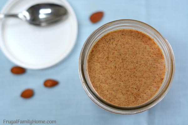 Overhead view of the homemade almond butter recipe