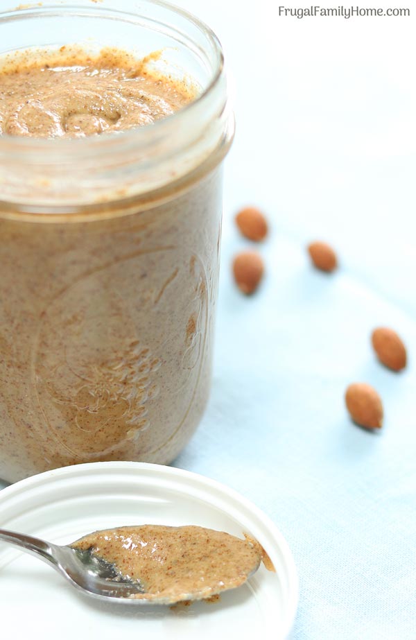 A jar of homemade almond butter.