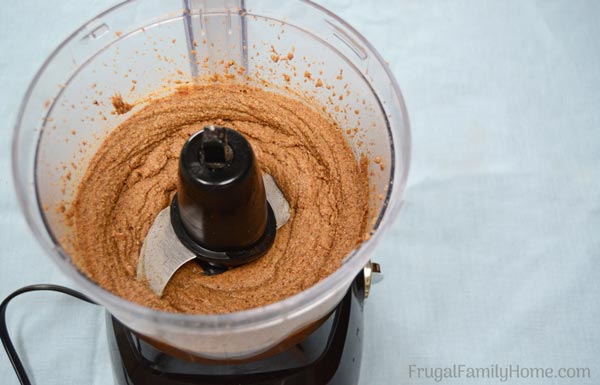 The homemade almond butter done in the food processor. 