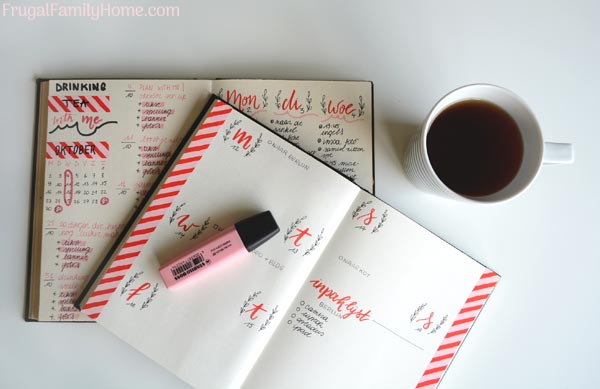 a planner on a desk for homemaking goal setting