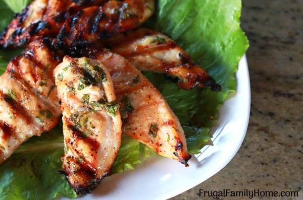 A plate of garlic parsley chicken ready to eat.