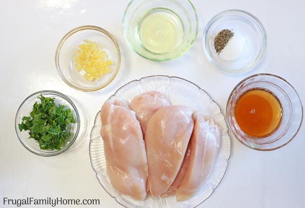 Ingredients needed for the garlic parsley chicken recipe