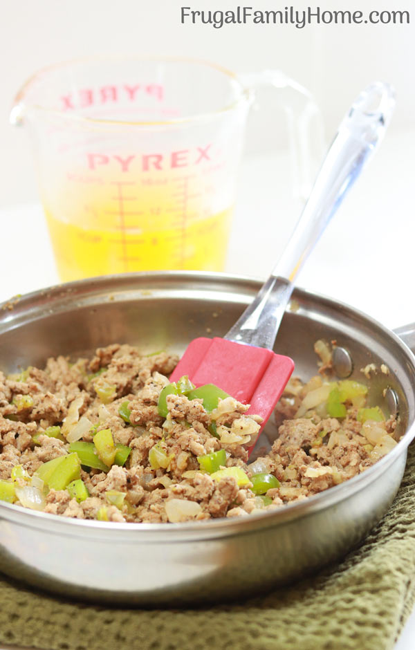 The cooked ground beef for easy taco pie