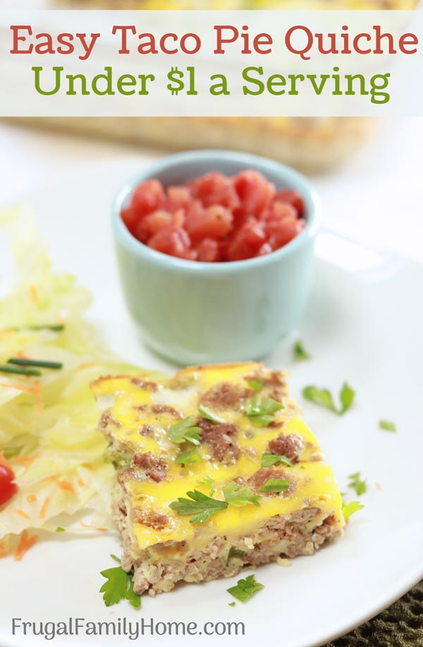 A serving of easy taco pie quiche on a plate