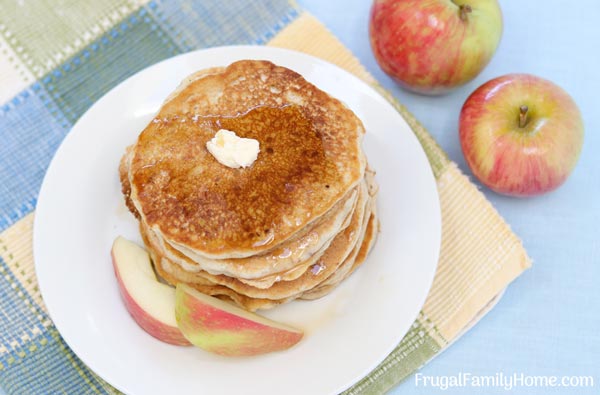 a short stack of apple pancakes