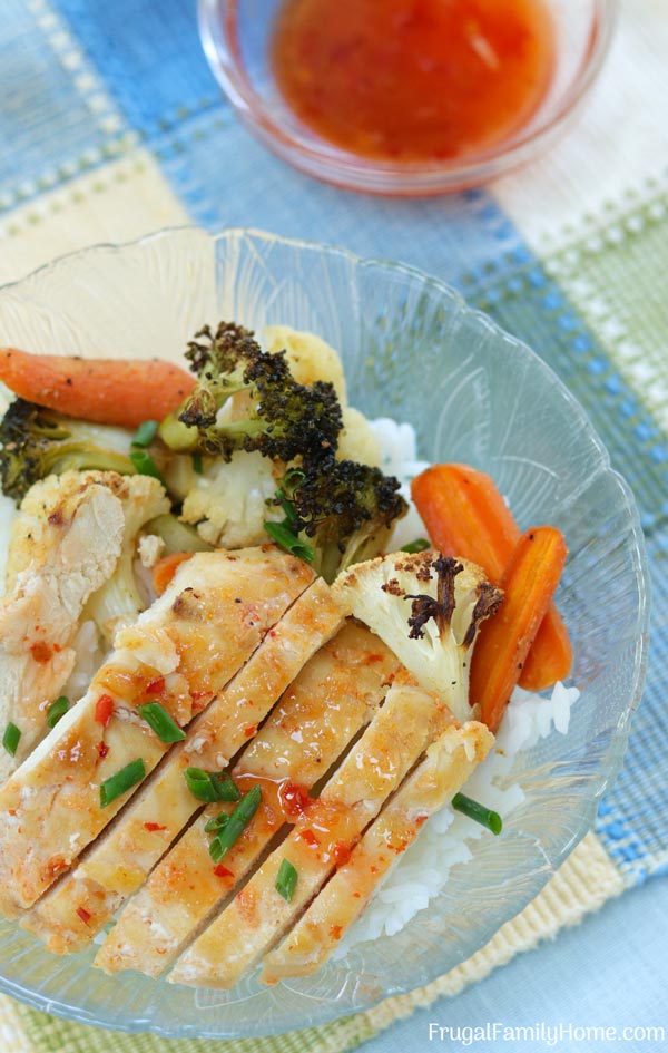 Overhead photo of sweet chili chicken