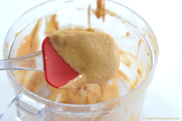 the homemade peanut butter in the food processor