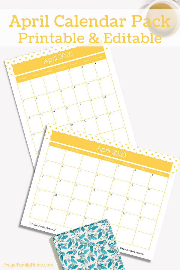 Free April Printable Calendar Pages, Edit before You Print