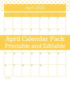 Free April Printable Calendar Pages, Edit before You Print