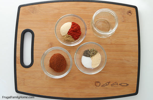 Ingredients to make taco seasoning from scratch