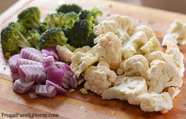 Chopped up vegetables to oven roast.