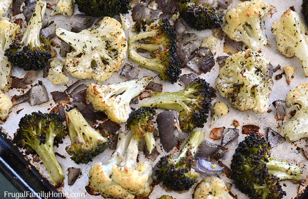 The finished recipe of easy oven roasted vegetables