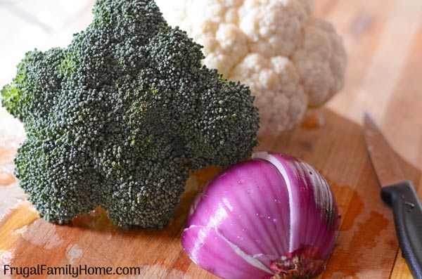 Ingredients needed for oven roasted vegetables