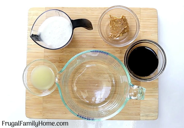 Ingredients for the Stir Fry Peanut Butter Coconut Milk Sauce