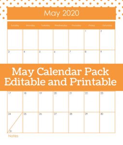Free Printable Calendar Pages for May, They are Editable Too!