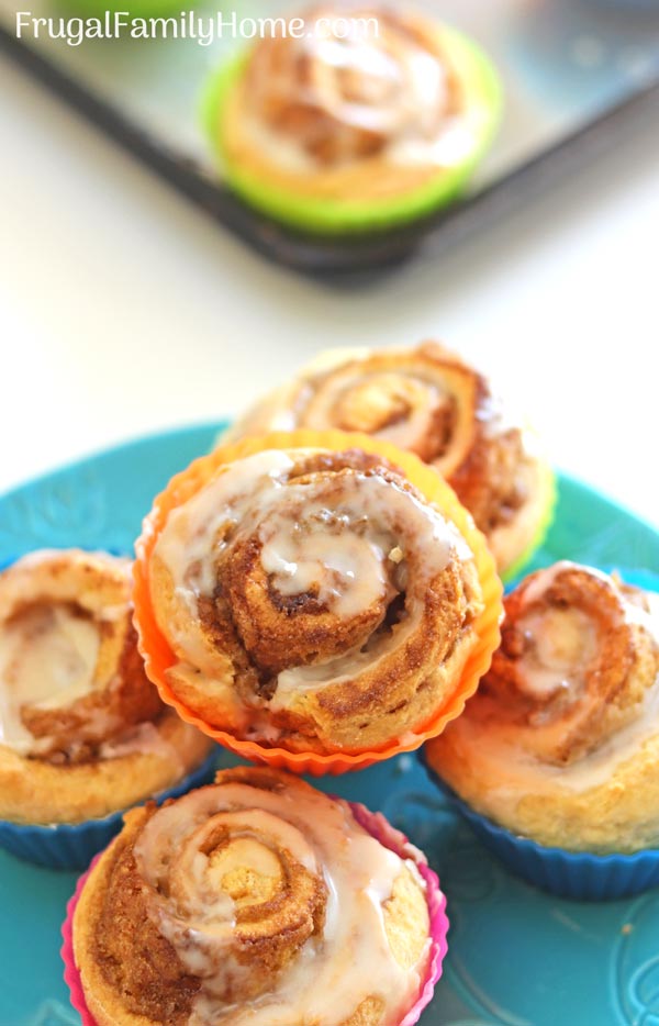 Quick cinnamon rolls on a plate.