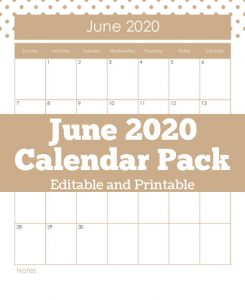 Free Printable and Editable June Calendar Pack | Frugal Family Home