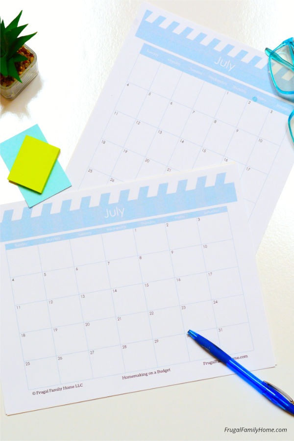 Editable and Printable July Calendar Pack