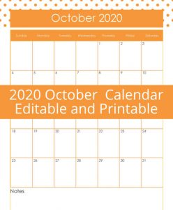 Free Printable and Editable October Calendar Pack | Frugal Family Home