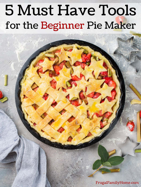 A beautiful pie decorated with crust using these 5 pie tools.