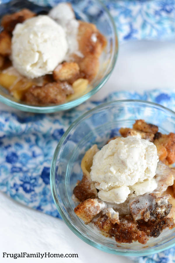 Two servings of apple brown betty.