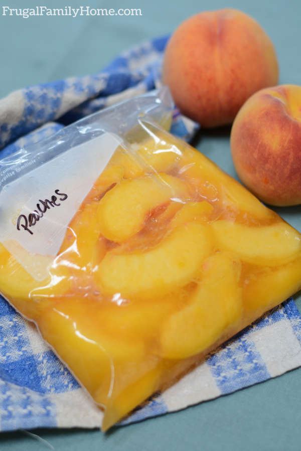 Freezing peaches without them turning brown.