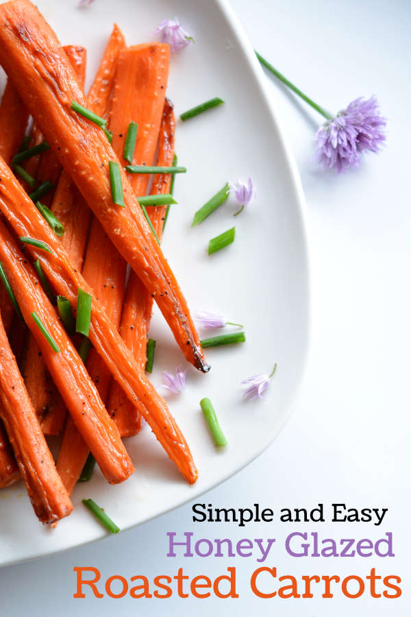 Simple and easy honey glazed carrots on plate.