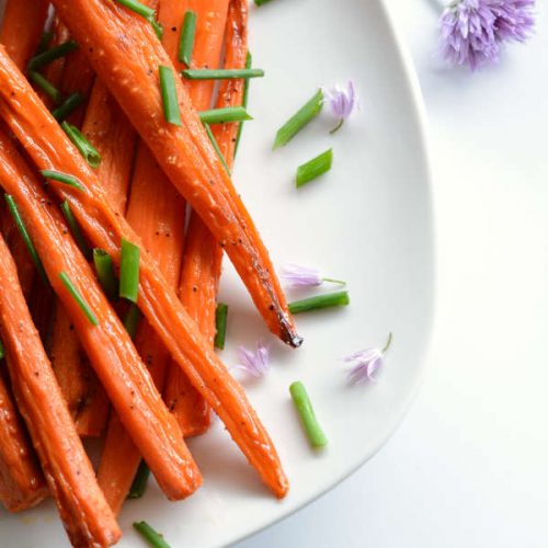 Roasted carrots ready to eat with honey glaze.