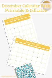 Free December Calendar Pack, Printable and Editable | Frugal Family Home